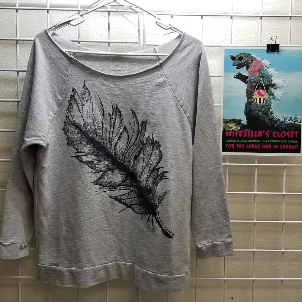 Binka Gray Graphic Print Sweatshirt Size Large